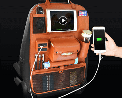 Túi treo sau ghế ô tô cao cấp để ipad có 4 cổng usb