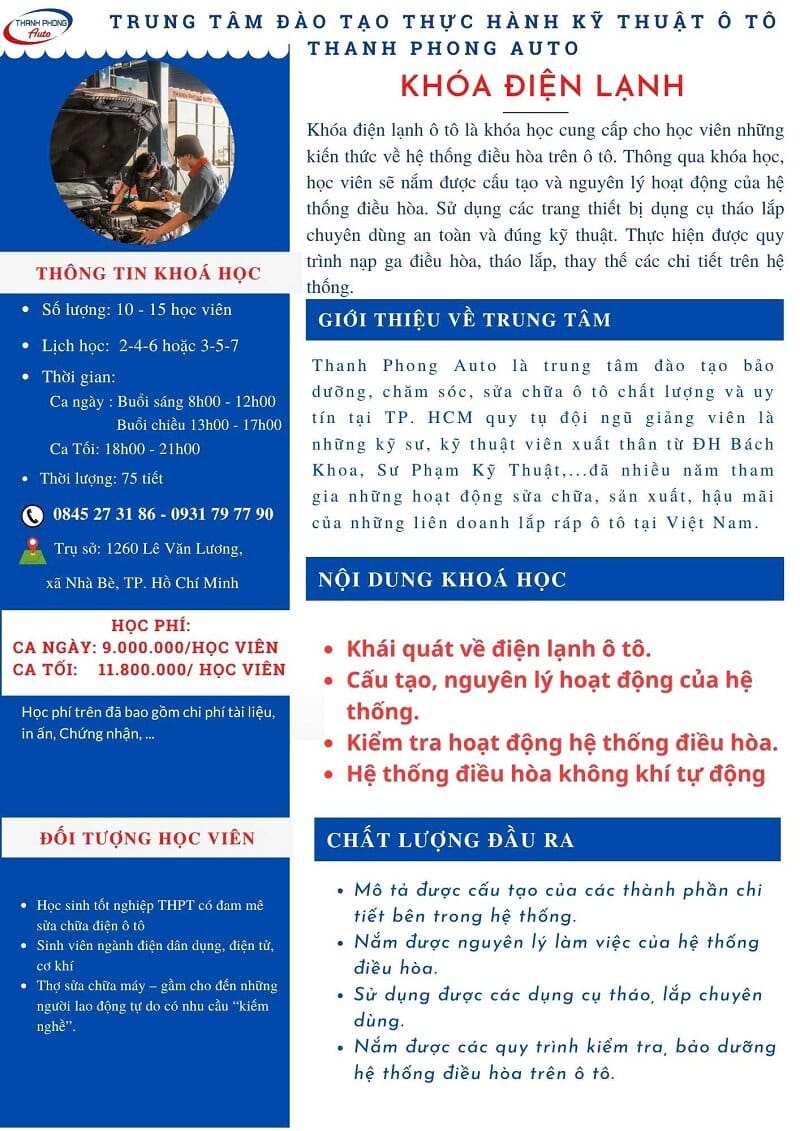 khóa học điện lạnh ô tô