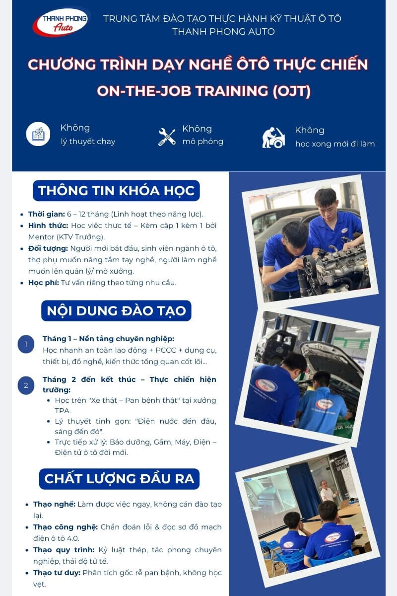 - On-The-Job Training (OJT): Chương Trình Đào Tạo Nghề Ô Tô Thực Chiến Tại Xưởng